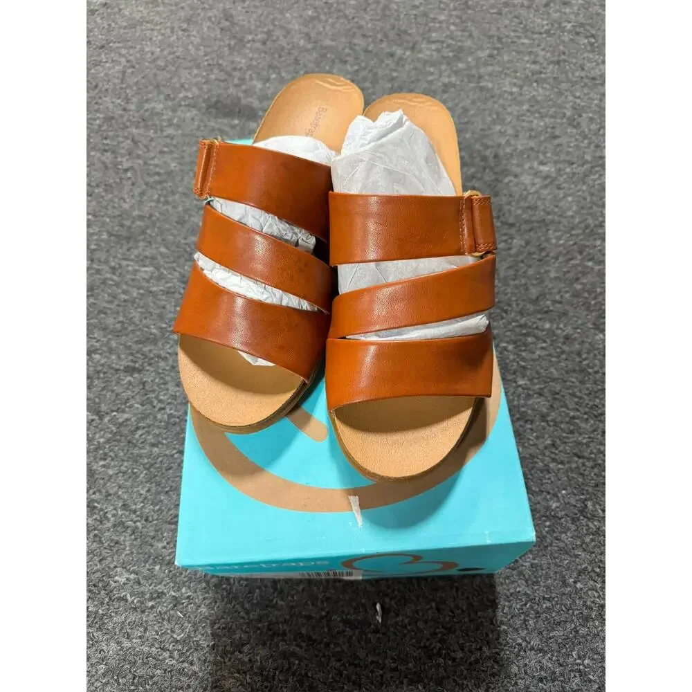 New Ladies Baretraps Dark Caramel Michi Wedge Sandals - Size 8.5